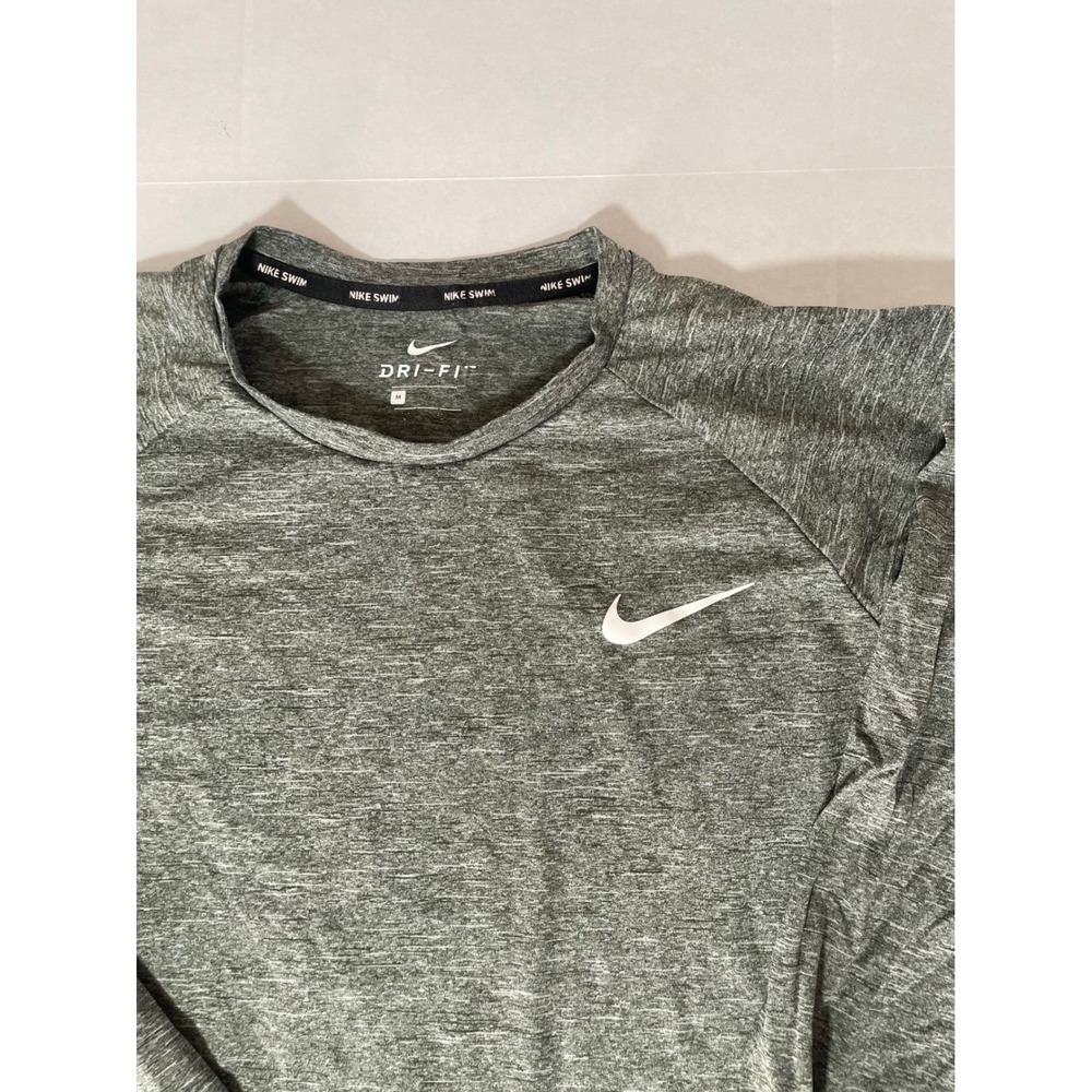 Nike Swim Mens Dri-FIT UPF 40+ Long Sleeve Rash Guard Heather Green Size M - Picture 3 of 6
